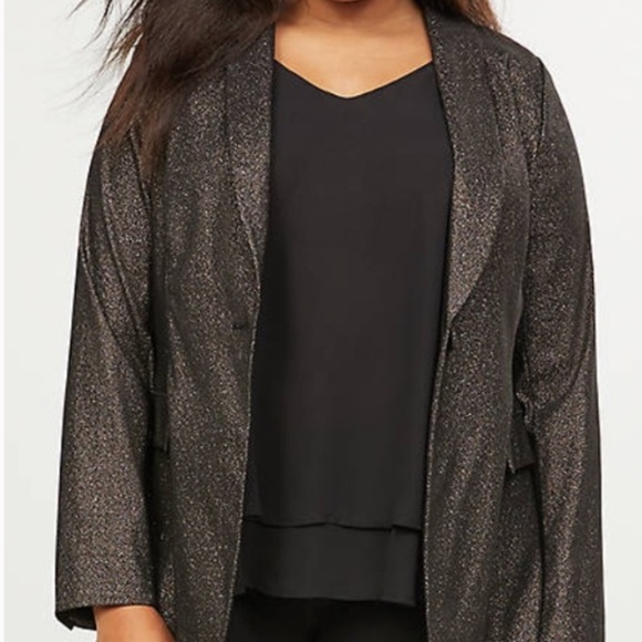 Womans The BRYANT Blazer by LB Gold Shimmer Black Coat Jacket Blazer Sz 18 / 18P - Picture 1 of 3